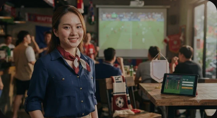 Phụ nữ chuyên nghiệp đứng trước bảng điều khiển kỹ thuật số thể hiện sự minh bạch và bảo mật